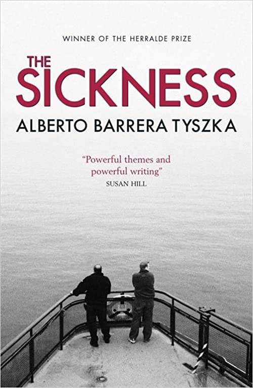 Cover image shows two men at the stern of a boat looking away from us across a grey, calm ocean.